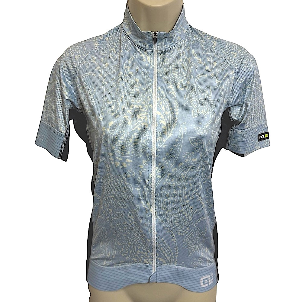 Ale PRR Full Zip Performance UPF+ Blue Print Cycling Jersey Short Sleeve Small